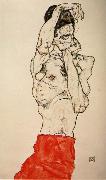 Egon Schiele Male nude with a Red Loincloth oil painting on canvas